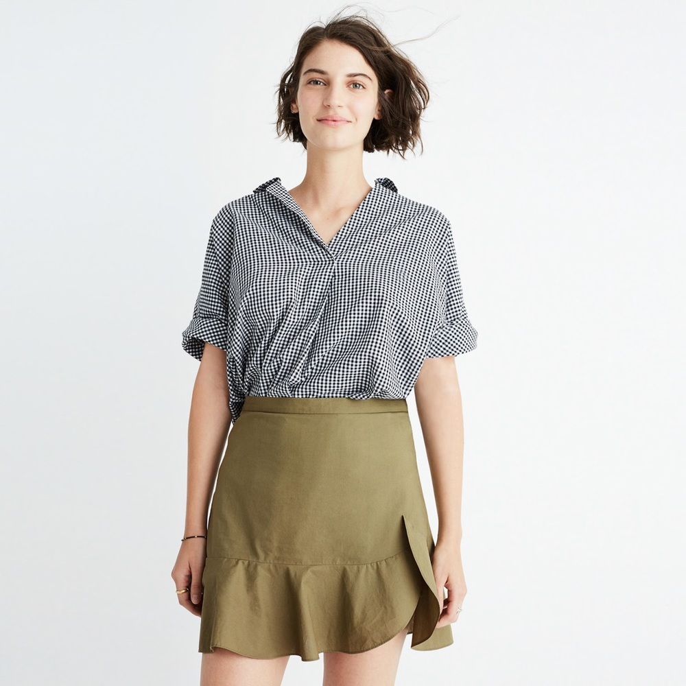 Madewell ruffle skirt in expat olive size 4